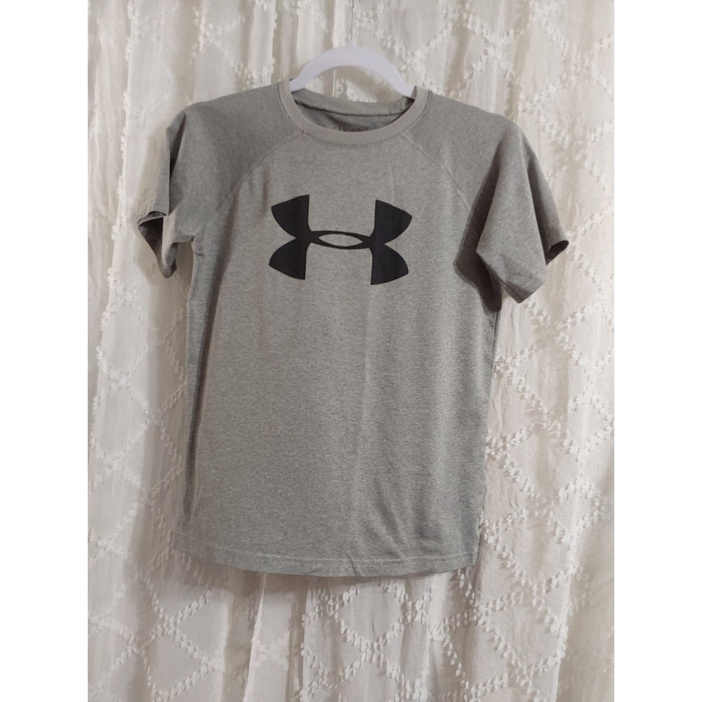 Under Armour Youth Medium Gray HeatGear Short Sleeve Logo Graphic T-Shirt